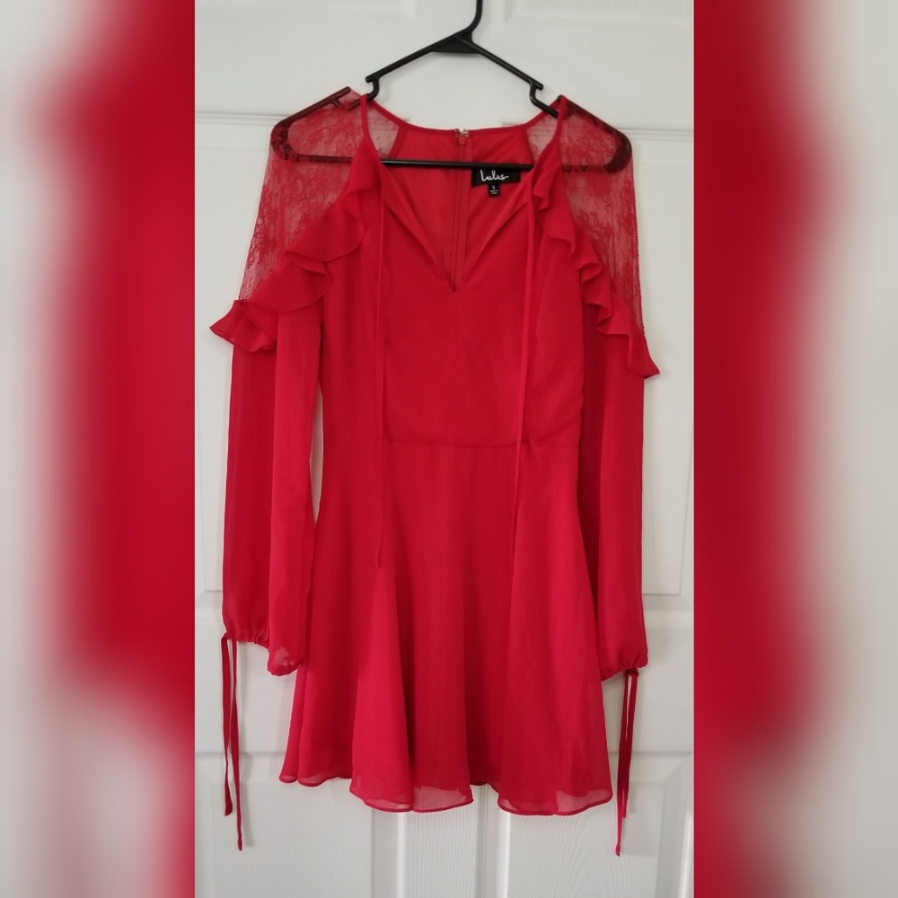 Red Lace Ruffle Dress